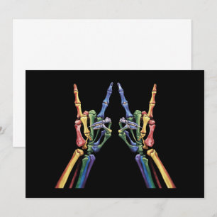 Skelet Rock Hand LGBTQ Cool Rainbow Flag Gay Kaart