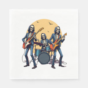 Skelet Rockband - Grappig Halloween-shirt Servet