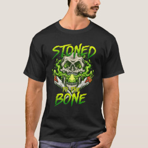 Skelet Roken Weed gestenigd tot de botte halloween T-shirt