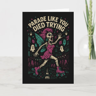 Skelet Roller Schaatsen Parade Fee Halloween Cos Kaart