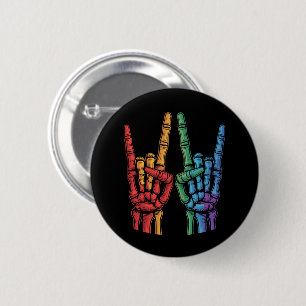 Skelet Rots Hand LGBTQ Regenboog Vlag Gay Pride  Ronde Button 5,7 Cm