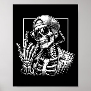 Skelet Rotste Hand Halloween Kostuum Rocker Cool R Poster