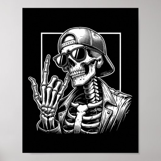 Skelet Rotste Hand Halloween Kostuum Rocker Cool R Poster (Voorkant)