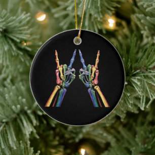 Skelet Rotste Hand LGBTQ Cool Regenboog Vlag Homos Keramisch Ornament