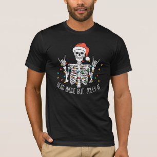 Skelet Santa Dead Inside Maar Jolly AF grappig T-shirt