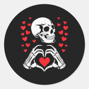 Skelet Schedel Handen Hart Valentijnsdag Funny Bo Ronde Sticker