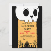 Skelet Schedel Kerkhof Zwarte Gotische Halloween Kaart (Voorkant)