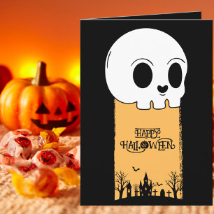 Skelet Schedel Kerkhof Zwarte Gotische Halloween Kaart