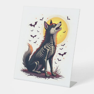 Skelet Shiba Scream Reclamebord Met Voetstuk