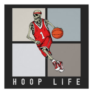 Skelet Shirt Halloween Basketbal Design Perfect Poster