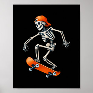 Skelet Skateboard Halloween Kostuum Grappige Manne Poster