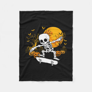 Skelet Skateboard Halloween Skateboarden Skater Fleece Deken