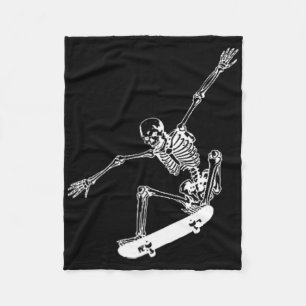 Skelet Skateboard Skull Halloween Skateboarden Fleece Deken