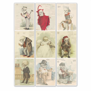 Skelet Skulls  1800s kalender Art Sticker