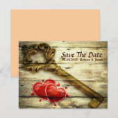  skelet sleutel Victoriaans steampunk bruiloft Aankondigingskaart (Voorkant / Achterkant)