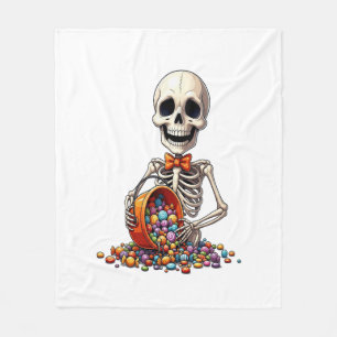 Skelet Snoep Kom Halloween Fleece Deken