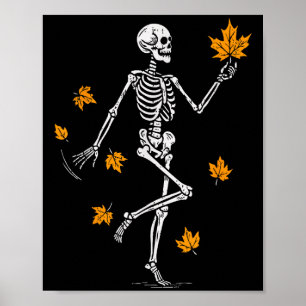 Skelet Soky Dansende Herfst Halloween Thanksgiving Poster