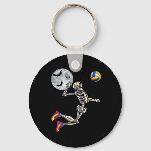 Skelet speelt volleybal Gelukkige Halloween Dag Bo Sleutelhanger