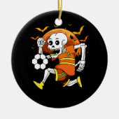 Skelet Spelen Voetbal Grappig Halloween Voetbal Sp Keramisch Ornament (Voorkant)