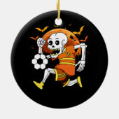 Skelet Spelen Voetbal Grappig Halloween Voetbal Sp Keramisch Ornament (Achterkant)