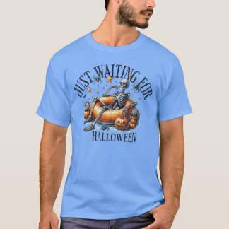 Skelet spooky sfeer zomer grappig gewoon wachtend t-shirt
