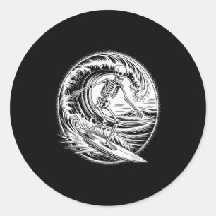 Skelet Surfer Vintage Grote Golf Surfen Grappige H Ronde Sticker