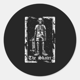 Skelet Tarotkaart - Skateboard Skater Skateboarden Ronde Sticker