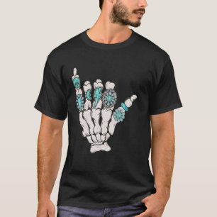 Skelet Turquoise Hand Western Rodeo Cowboy Cowgi T-shirt