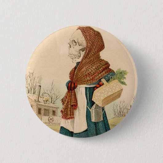 Skelet Vegetable Lady Ronde Button 5,7 Cm (Voorkant)