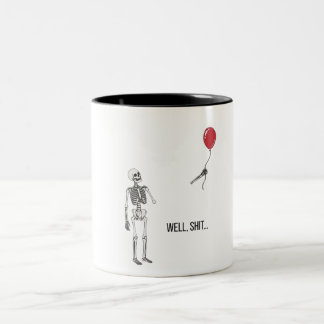 Skelet Verloor Ballon, Donkere Humor Halloween Tweekleurige Koffiemok