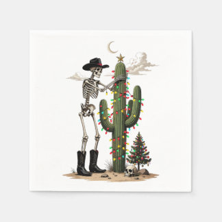 Skelet Versierende Cactus Woestijn Kerstmis Gotisc Servet
