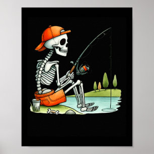 Skelet Vissen Halloween Kostuum Grappig Vissen B Poster
