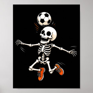 Skelet-voetballspeler halloween jongens kinderen poster