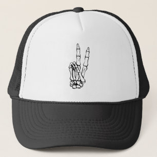 Skelet Vredesteken Halloween Overwinning Twee Ving Trucker Pet
