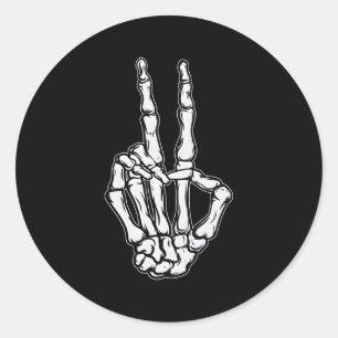 Skelet Vredesteken Hand Vredesoverwinning Skelet H Ronde Sticker