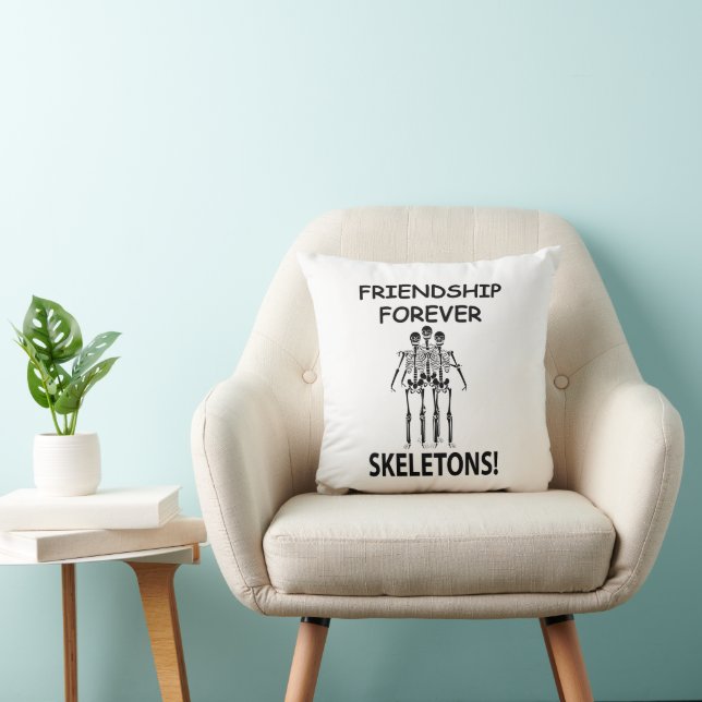 Skelet Vriendschap voor altijd Grappig Skelet Kussen (Stoel)