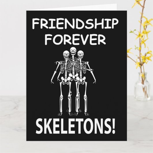 Skelet Vriendschap Voor Altijd Halloween Skelet Kaart (Gele Bloem)
