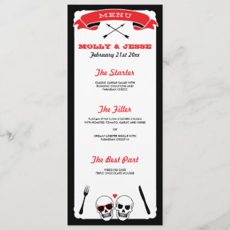 Skelet Wedding Dinner Menu - Zwart en Rood