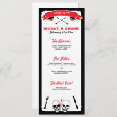 Skelet Wedding Dinner Menu - Zwart en Rood (Voorkant / Achterkant)