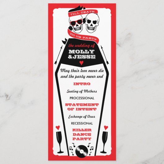 Skelet Wedding Program - Zwart en Rood Programma (Voorkant)