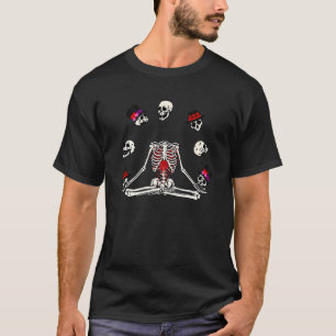 Skelet Yoga Schedel Ribbenkast Harten Liefde Valen T-shirt