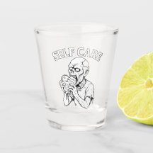 Skelet Zelfzorg Shotglas – Gegraveerd Gezicht-Tege