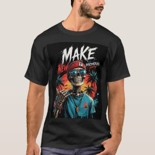 Skelet Zonsondergang: Tropische Streetwear Illustr T-shirt
