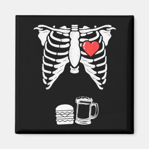 Skelet Zwangerschap Burger Bier Shirt Röntgenfoto Magneet