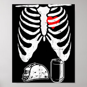 Skelet Zwangerschap Taco Bier Röntgenfoto Hallowee Poster