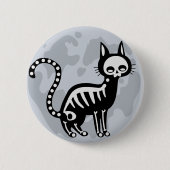 Skelet zwarte kat maan knop ronde button 5,7 cm (Voorkant)
