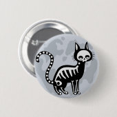 Skelet zwarte kat maan knop ronde button 5,7 cm (Voorkant /achterkant)