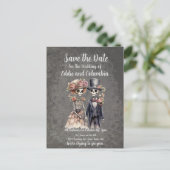 Skeletal Couple Save the Date Briefkaart (Staand voorkant)