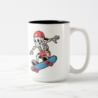 Skeletbeker met skeeleren tweekleurige koffiemok