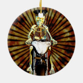 Skeletbiker die een sigaret rookte keramisch ornament (Achterkant)